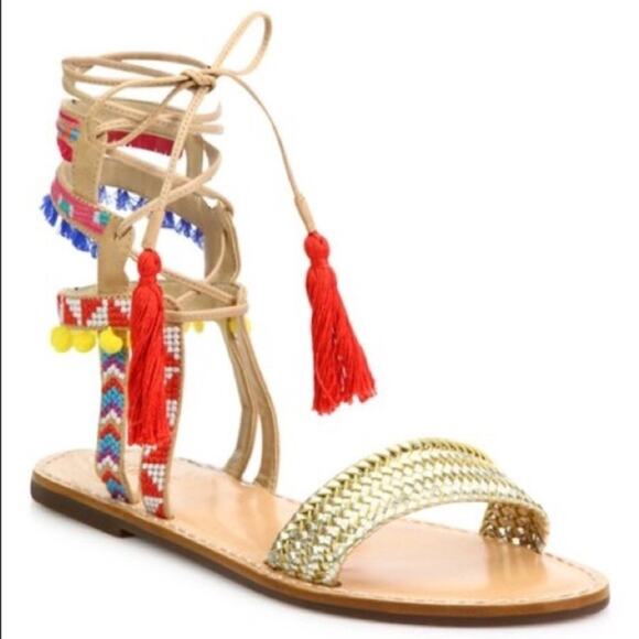 NWT Schutz strappy Lannister embroidered sandals - Picture 1 of 6